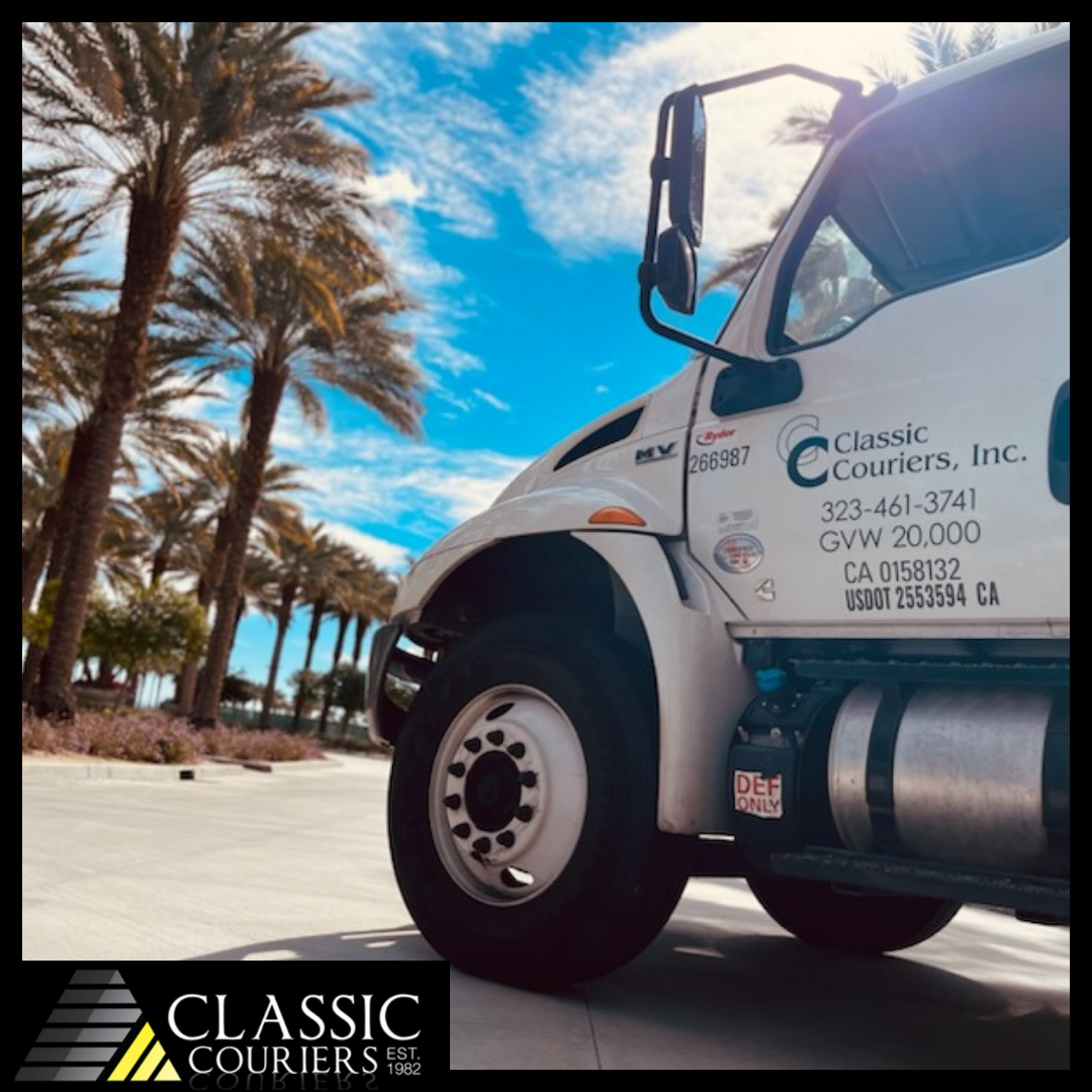 Classic Courier Truck delivering all throughout Orange County, Los Angeles County, and San Bernardino. 